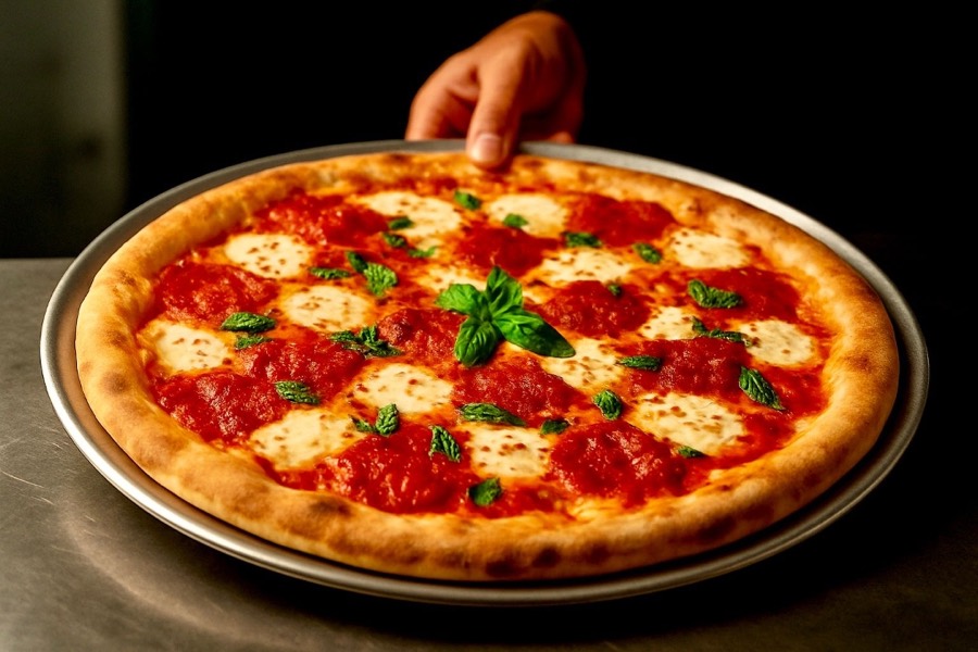 An 18 inch margherita pizza